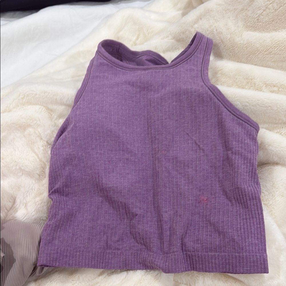 Lululemon Athletica Purple Ribbed Crop Tank Top